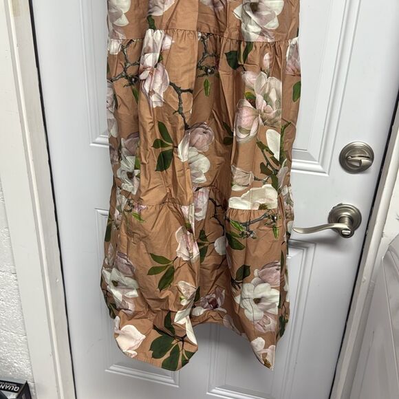 Express Brown Maxi Sundress Off the Shoulder Floral Size Small NWOT - Picture 4 of 7